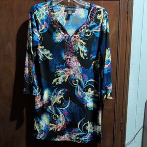 Style & Co. Vibrant Multicolor Long Sleeve Dress